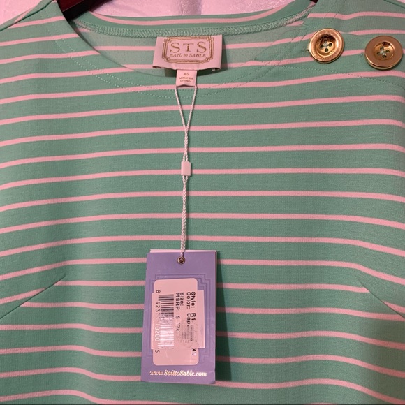 Sail to Sable Green Stripped Long Sleeve Shift Dress - Picture 4 of 7